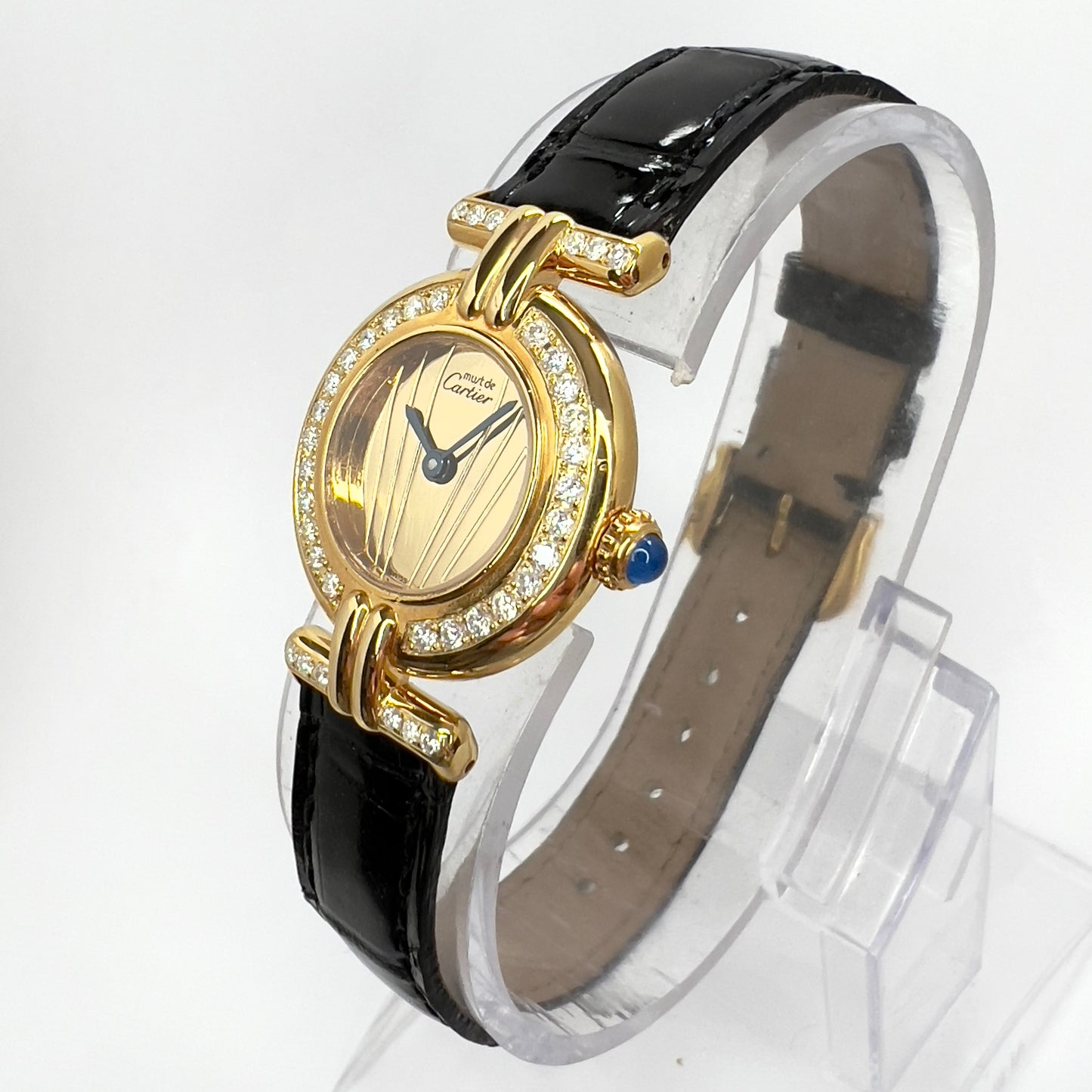 CARTIER VERMEIL COLISÈE Quartz 24mm GP Silver Diamond Watch