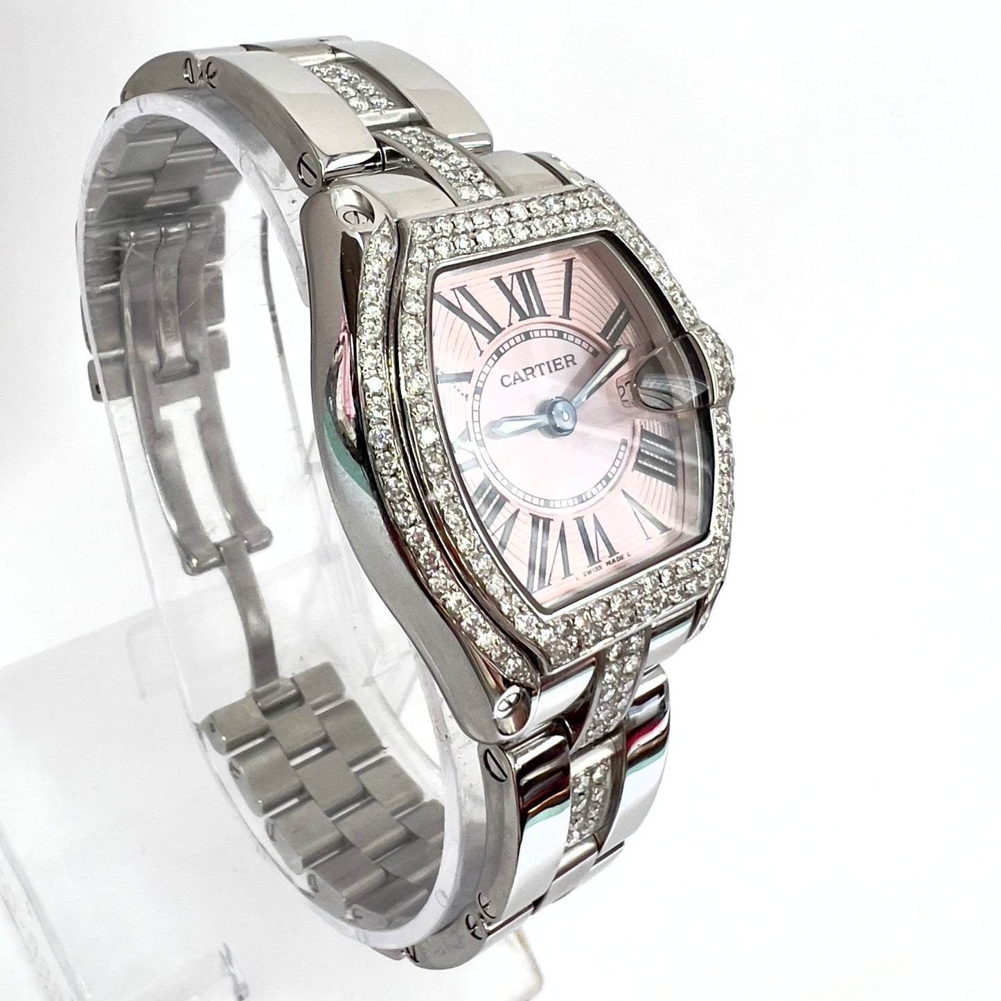 CARTIER ROADSTER Quartz 31mm Steel 2.2TCW Diamond Watch