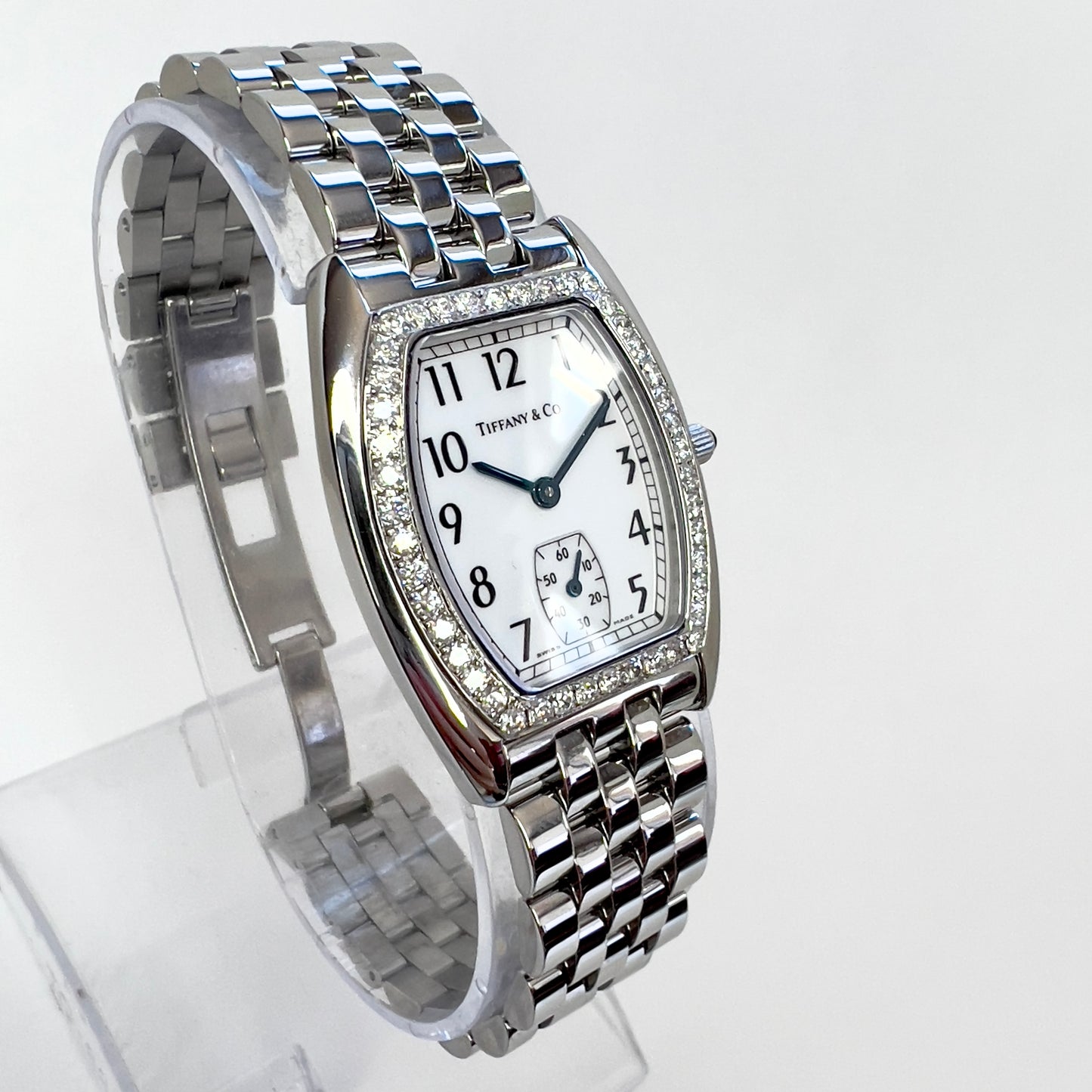 TIFFANY & Co. Tourneau Quartz 30mm Steel 0.90TCW DIAMOND Watch