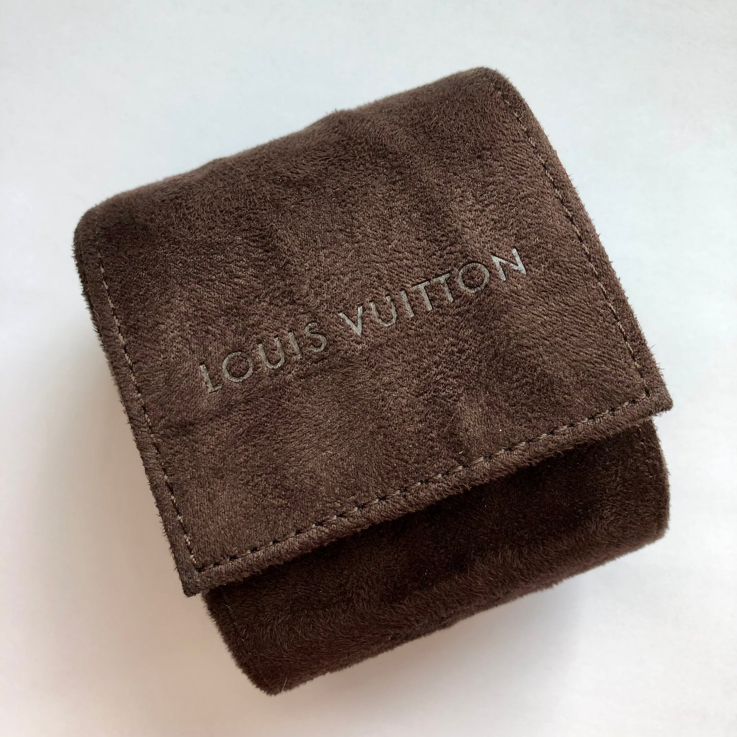 LOUIS VUITTON Brown Faux Suede Case with Pillow 3 x 3.5 x 2.5 inches