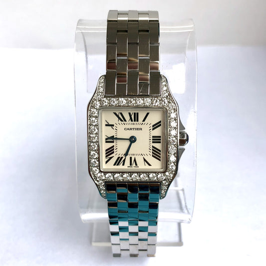 CARTIER SANTOS DEMOISELLE Quartz 26mm Steel 1.77TCW DIAMOND Watch