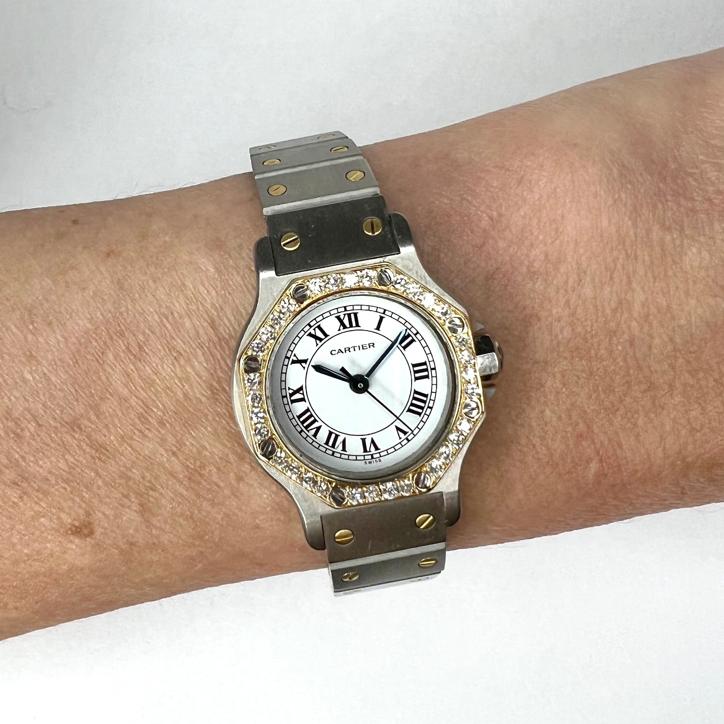 CARTIER SANTOS OCTAGON Automatic 25mm 2 Tone 0.32TCW