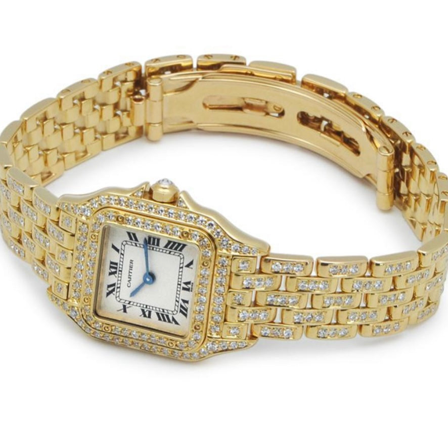 Cartier Panthére Quartz 23mm 18K Yellow Gold Diamond Watch