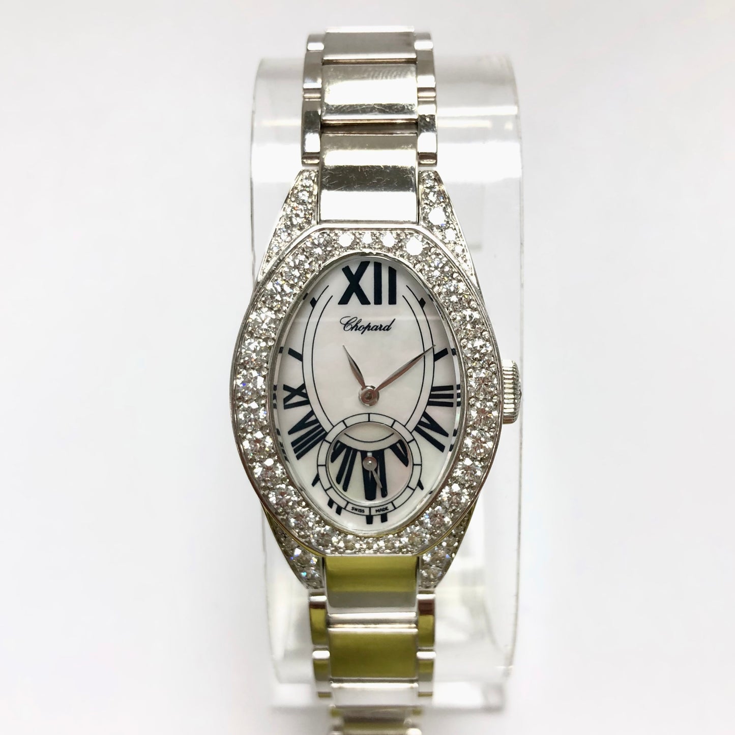 CHOPARD Quartz 24mm 18K White Gold Factory Diamonds Watch Retail $42,900