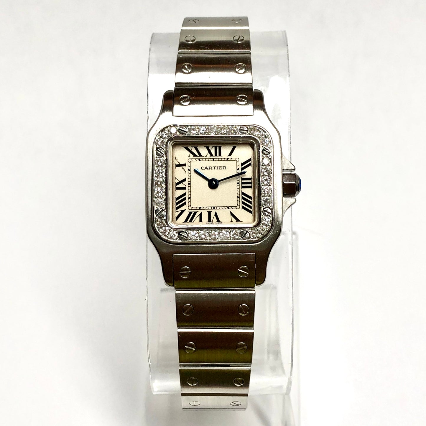 SANTOS De CARTIER GALBEE 24mm Quartz Steel 0.69TCW Diamond Watch NEW Model