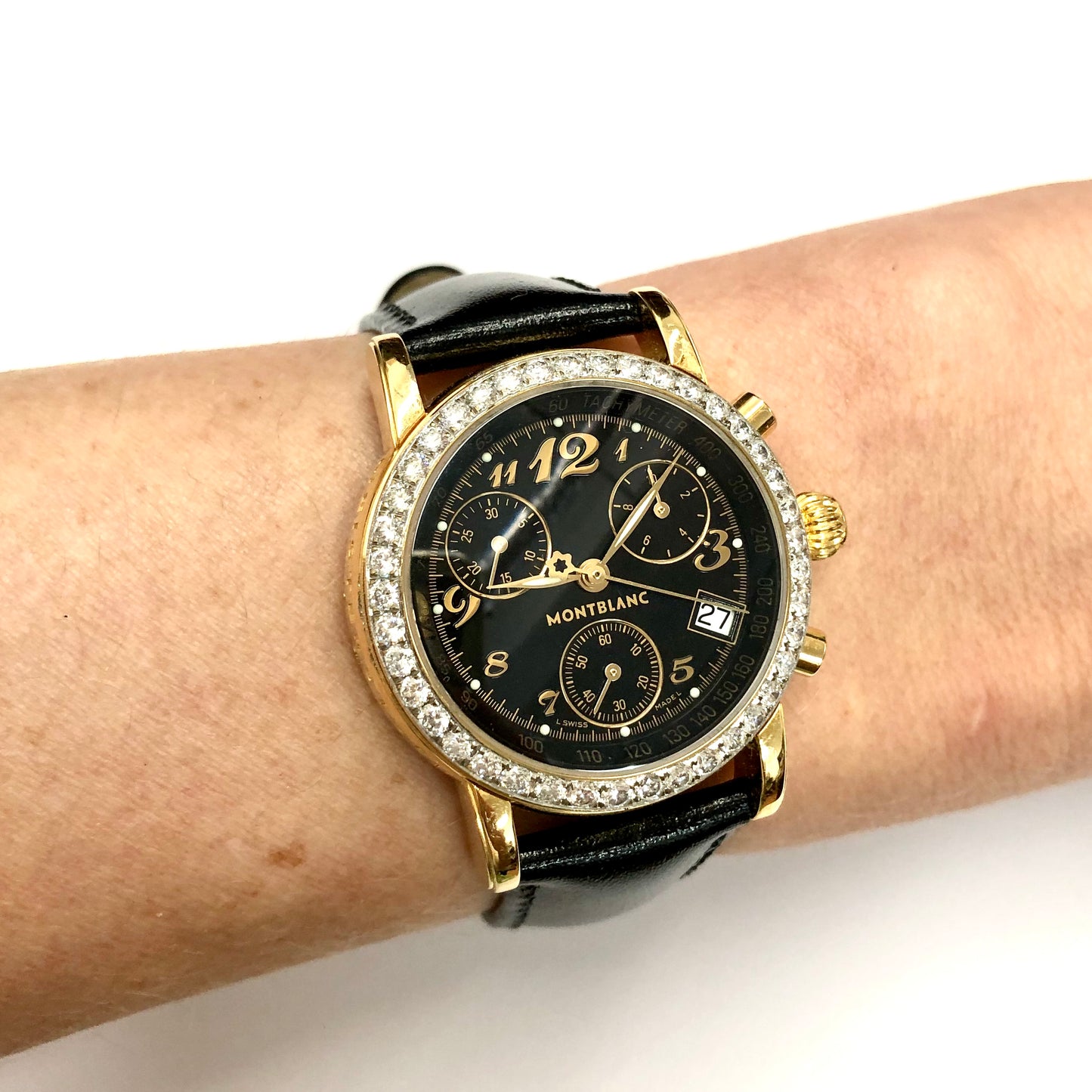 MONTBLANC MEISTERSTUCK Chronograph Quartz 32mm Goldelectroplated Diamond Watch