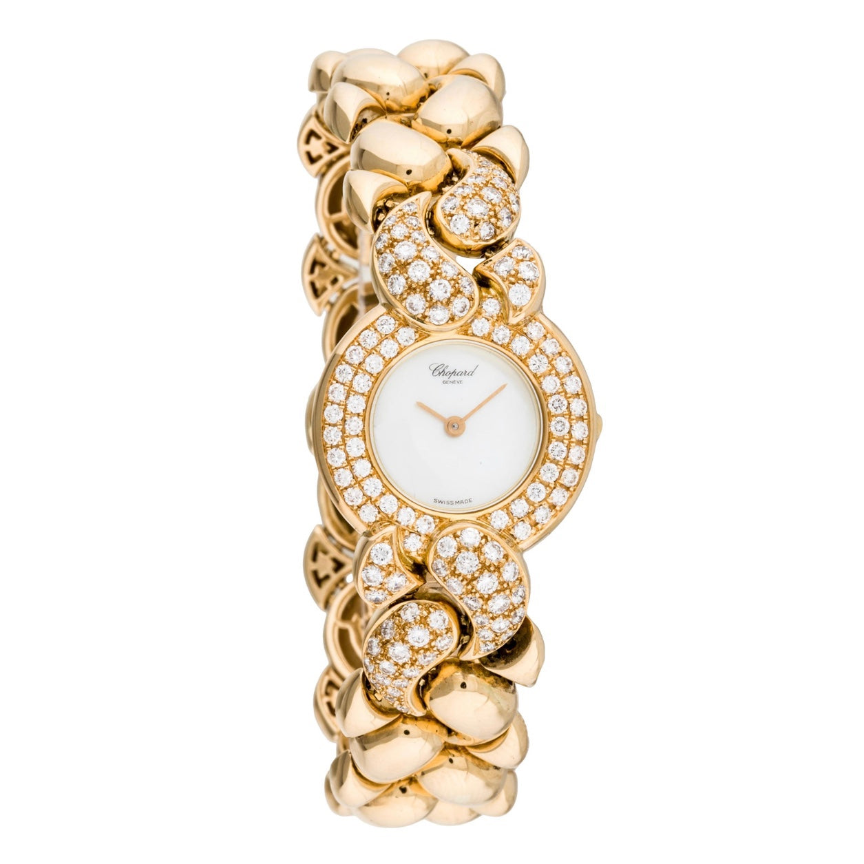 CHOPARD Cašmir 18K Yellow Gold Ladies Bracelet Watch ~2TCW Diamonds MOP Dial