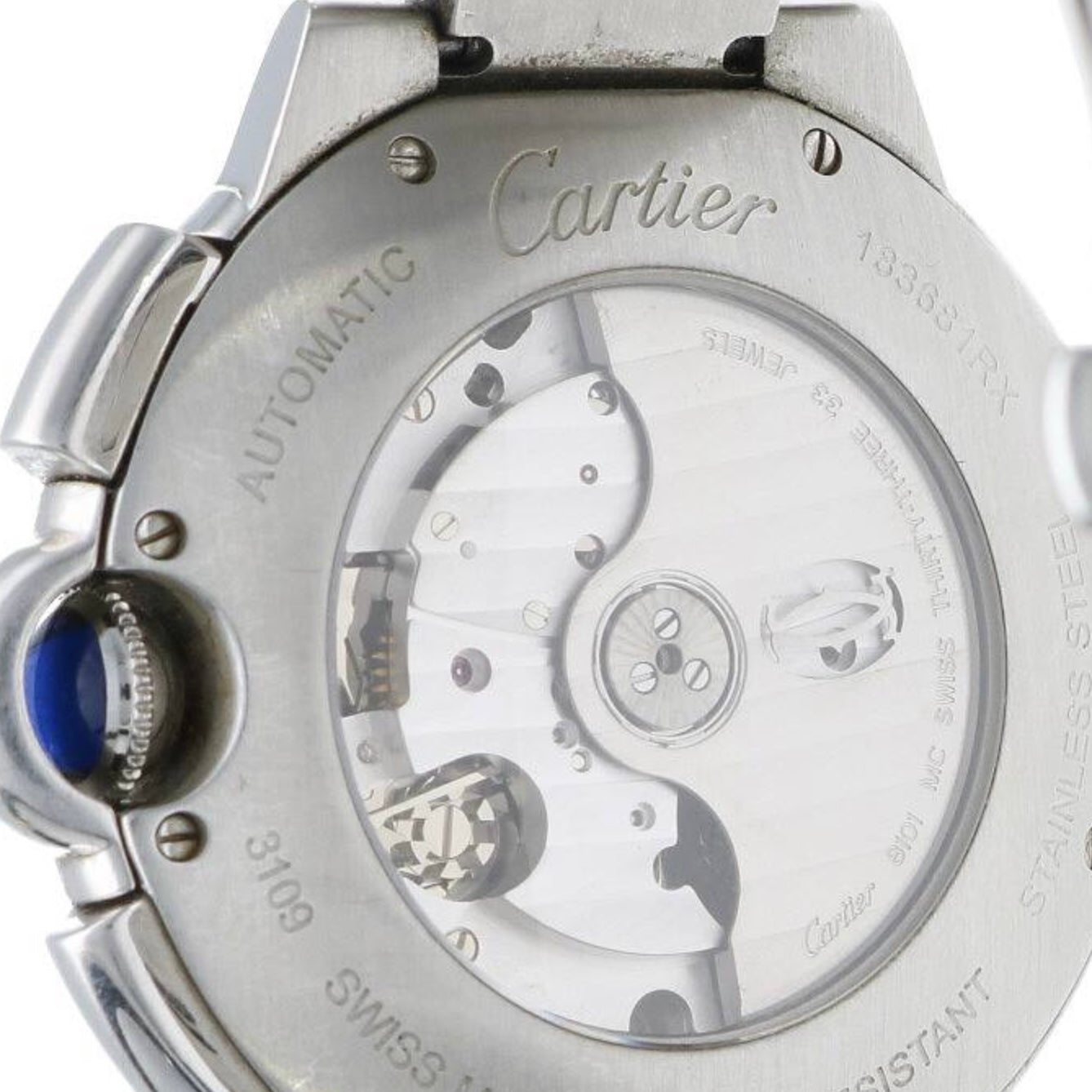 CARTIER BALLON BLEU 44mm Automatic Chronograph Steel DIAMOND Watch