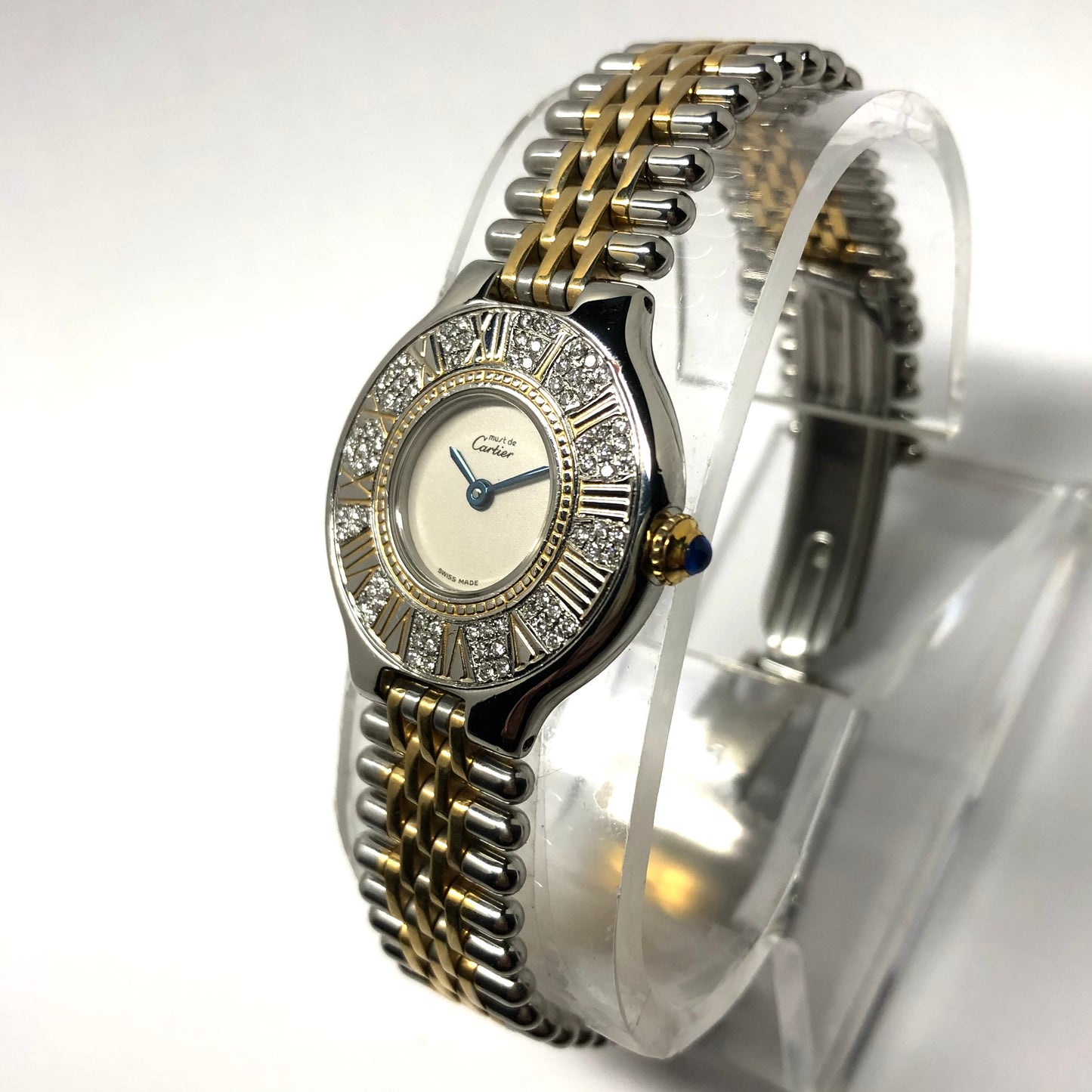CARTIER MUST 21 Quartz 28mm 2 Tone Watch 0.41TCW Diamonds