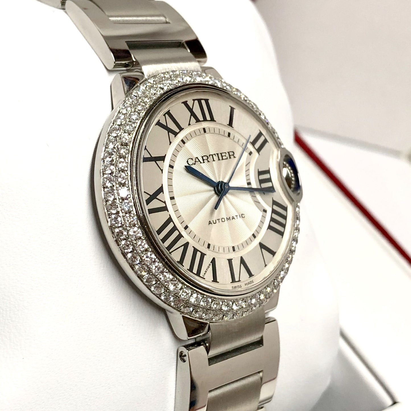 CARTIER BALLON BLEU 3284 Automatic Steel 36mm 1.87TCW DIAMOND Watch