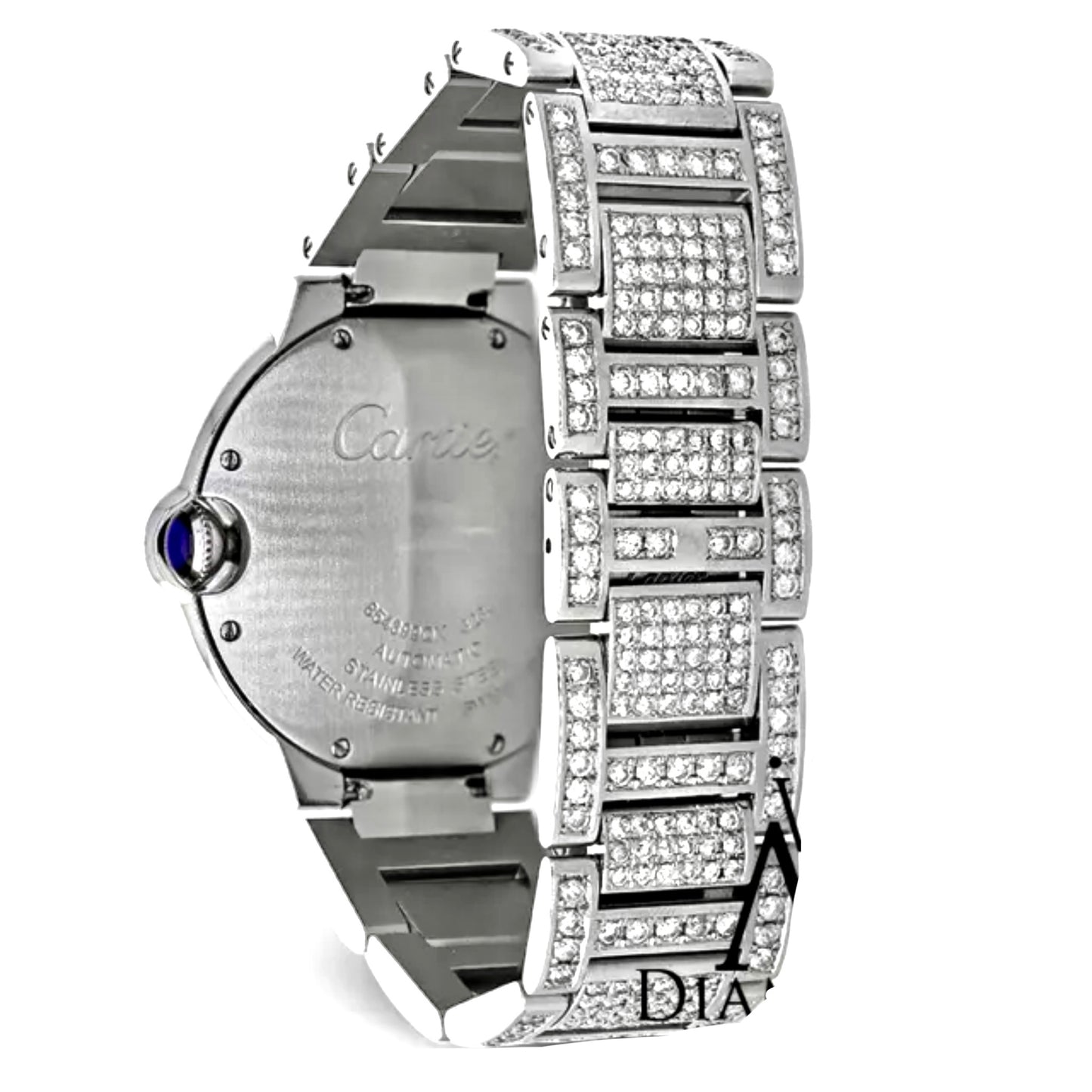 CARTIER BALLON BLEU 28mm Quartz Steel ~7TCW DIAMOND Watch