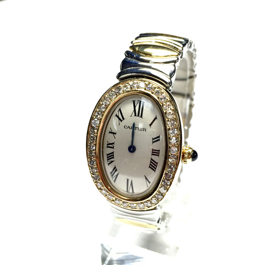 CARTIER BAIGNOIRE Quartz 2 Tone 1.6TCW Diamond Watch