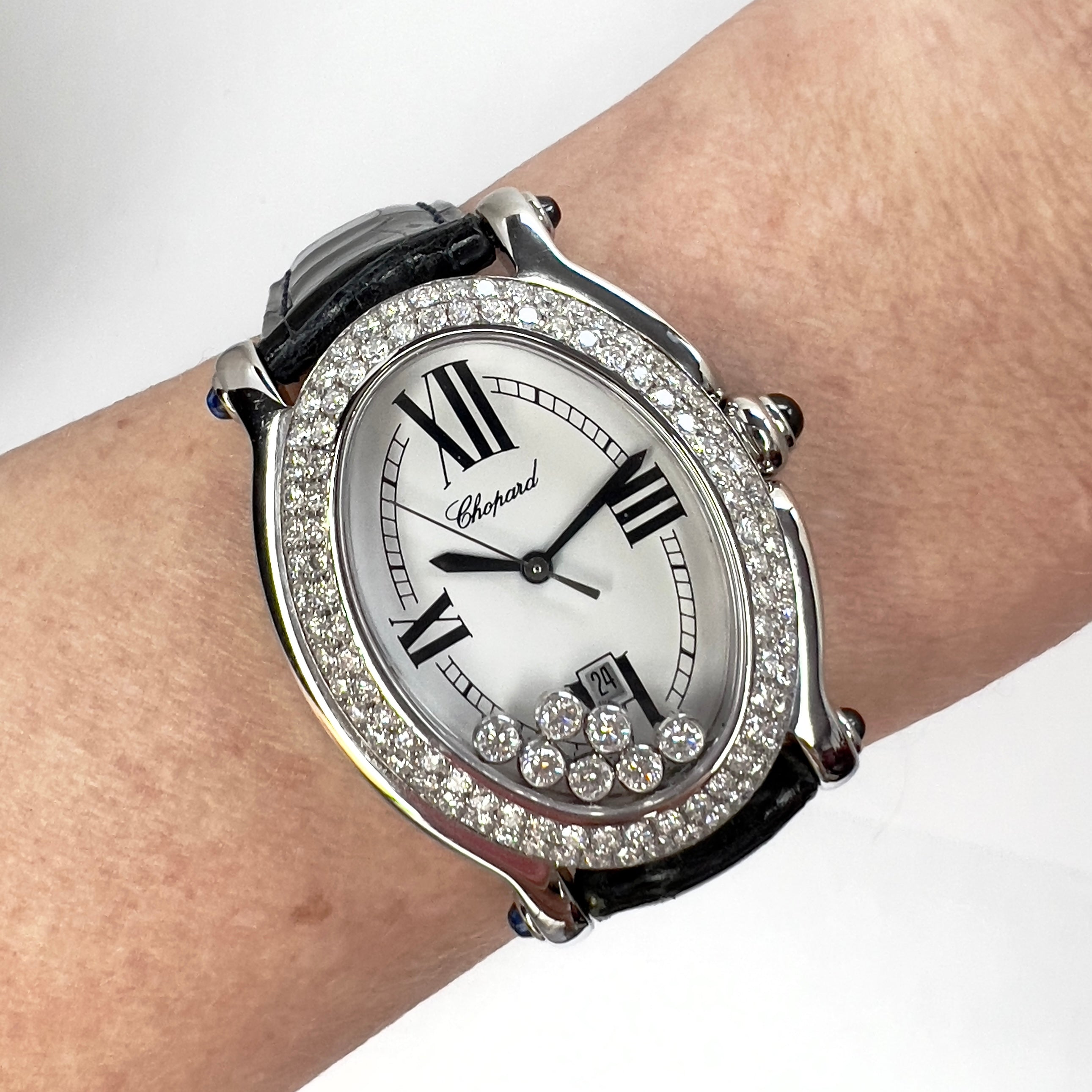 CHOPARD HAPPY SPORT 30mm Quartz Steel 7 Floating DIAMONDS 3TCW