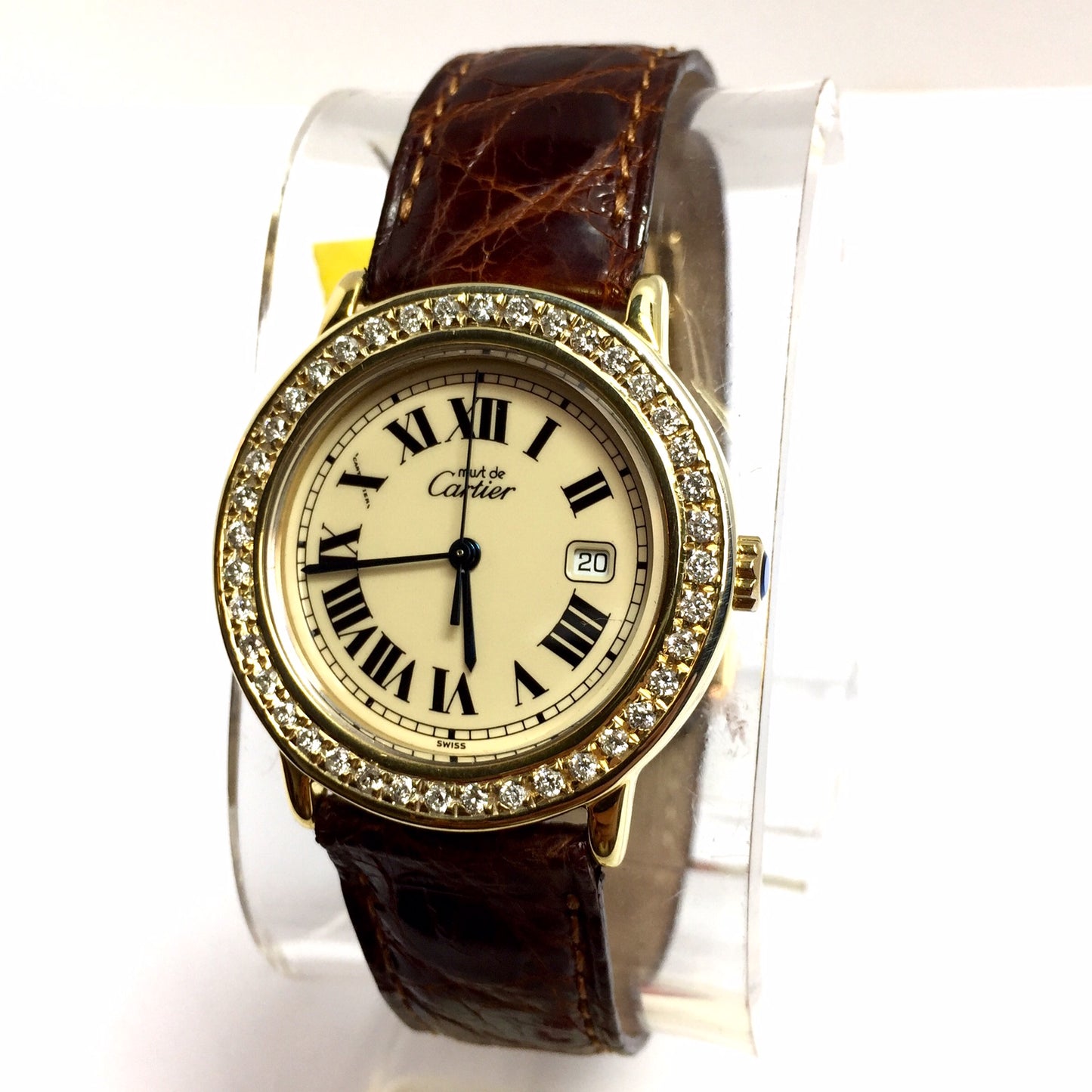 CARTIER RONDE Quartz 32mm Electroplated Silver DIAMOND Watch