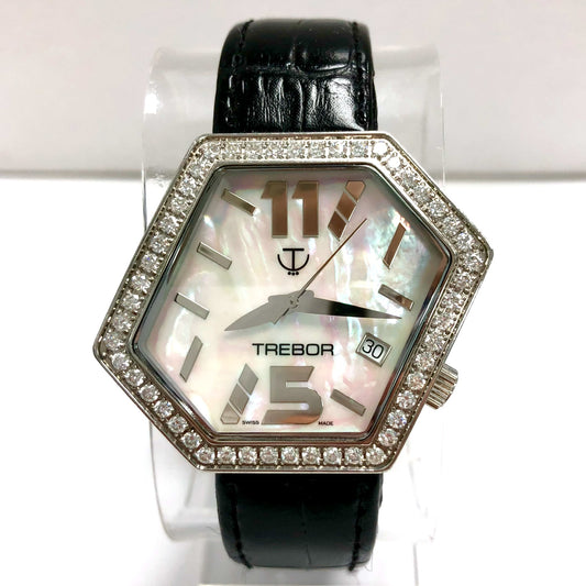 TREBOR DECALER Quartz 42mm Steel FACTORY DIAMONDS Watch