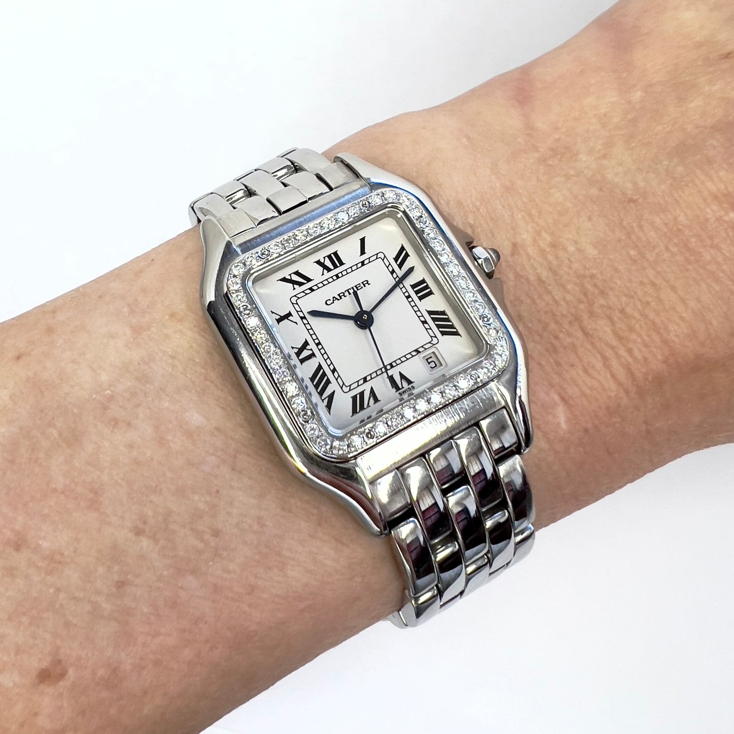 CARTIER PANTHÉRE Quartz 27mm Steel 0.48TCW Diamond Watch