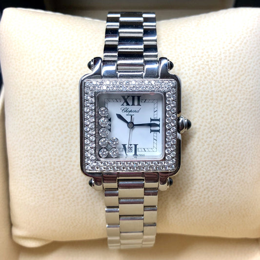 CHOPARD HAPPY SPORT Steel 27mm 7 Floating DIAMONDS ~2.5TCW Diamond Watch