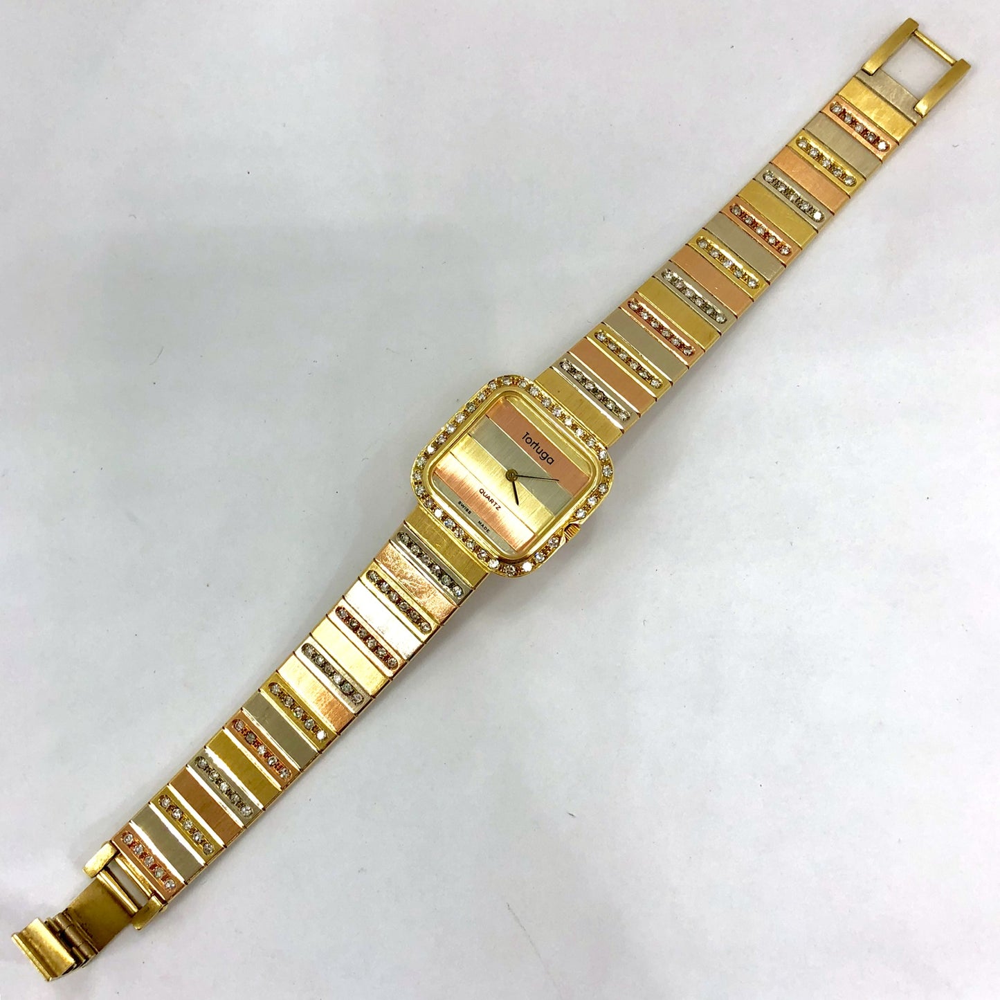 TORTUGA Quartz 24mm 14K Tri Color Gold ~3TCW FACTORY DIAMONDS Watch