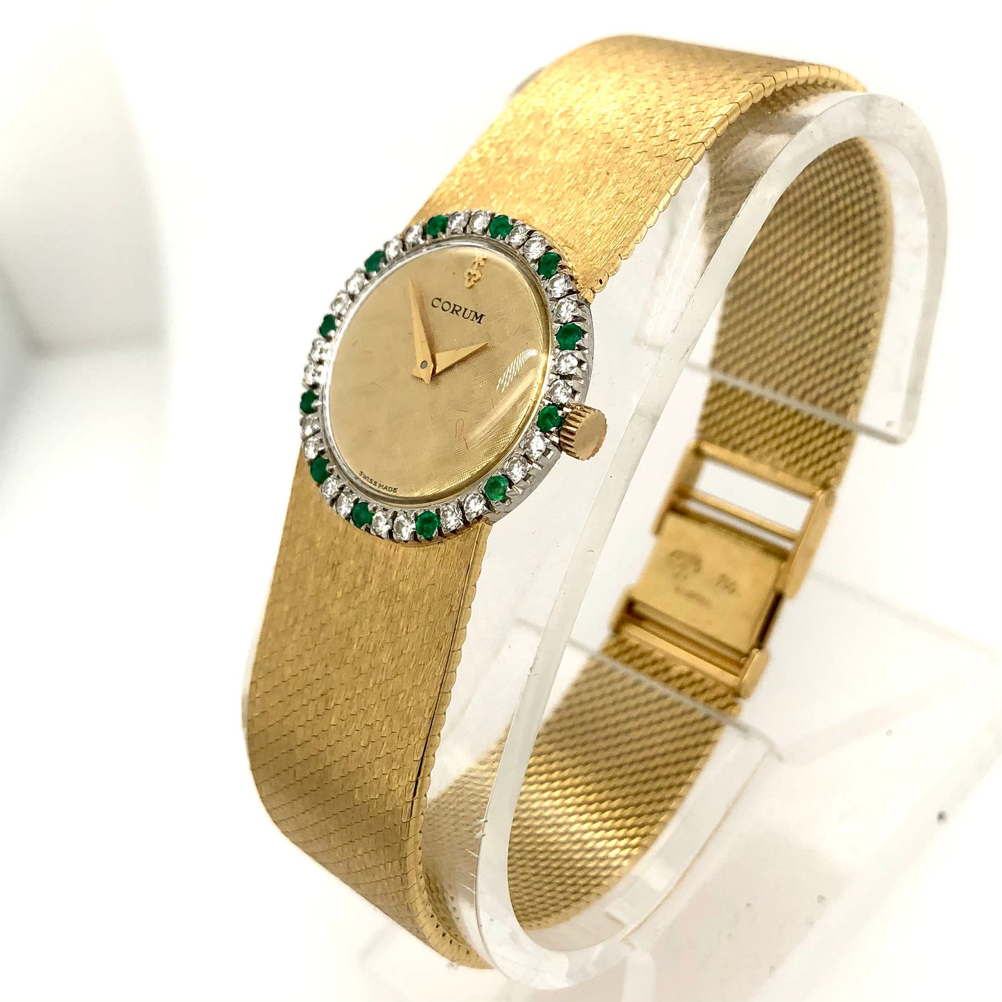 CORUM CORUM Mechanical 24mm 18K White & Yellow Gold FACTORY Diamonds & Emeralds Watch