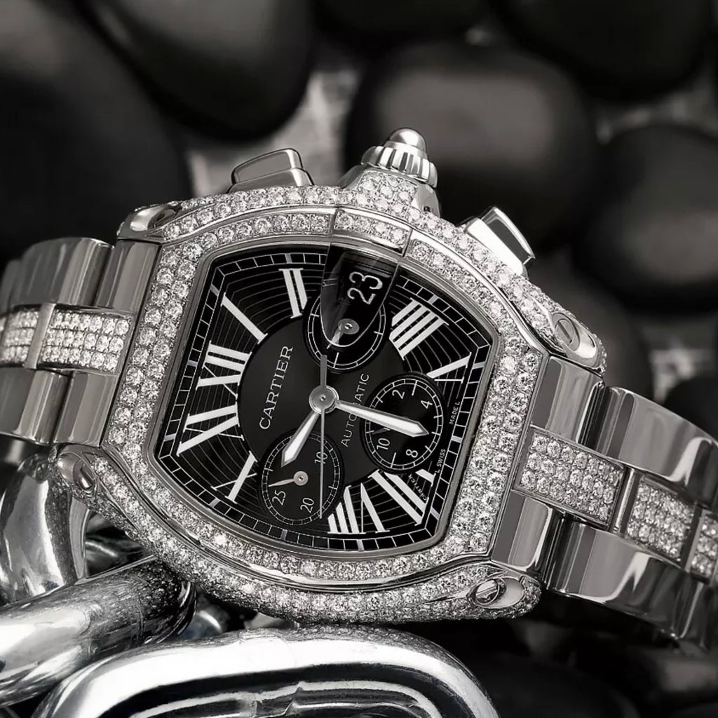 CARTIER ROADSTER 2618 Automatic 42mm Steel ~7TCW Diamond Watch