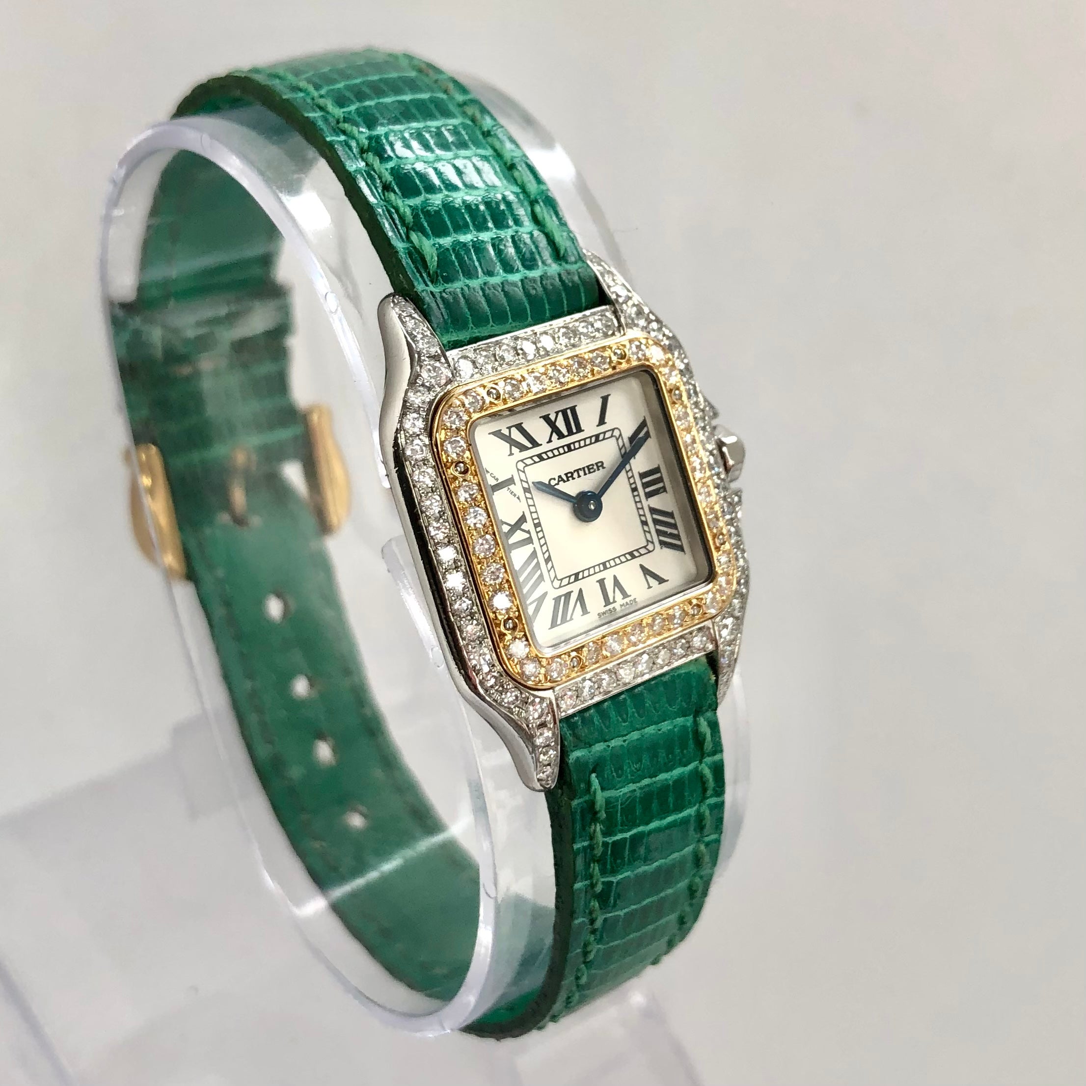 CARTIER PANTHERE 23mm Quartz 2 Tone 0.90TCW DIAMOND Watch NATILUXIA