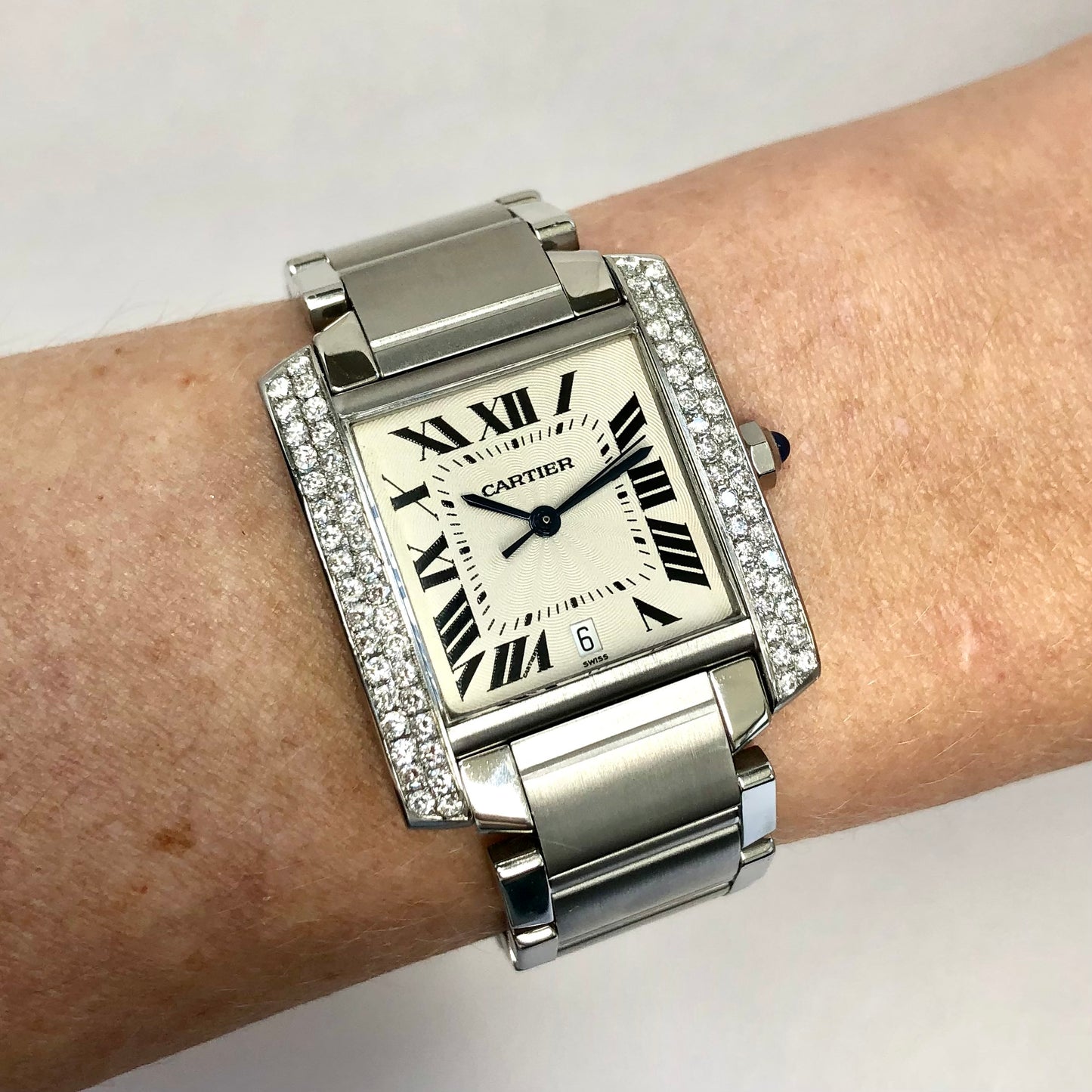 CARTIER TANK FRANCAISE Automatic 28mm Steel 0.85TCW DIAMOND Watch