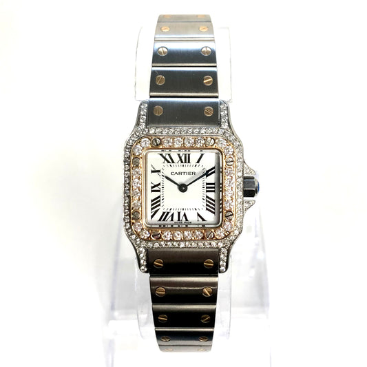 CARTIER SANTOS GALBEE 24mm Quartz 2 Tone 1.09TCW Diamond Watch