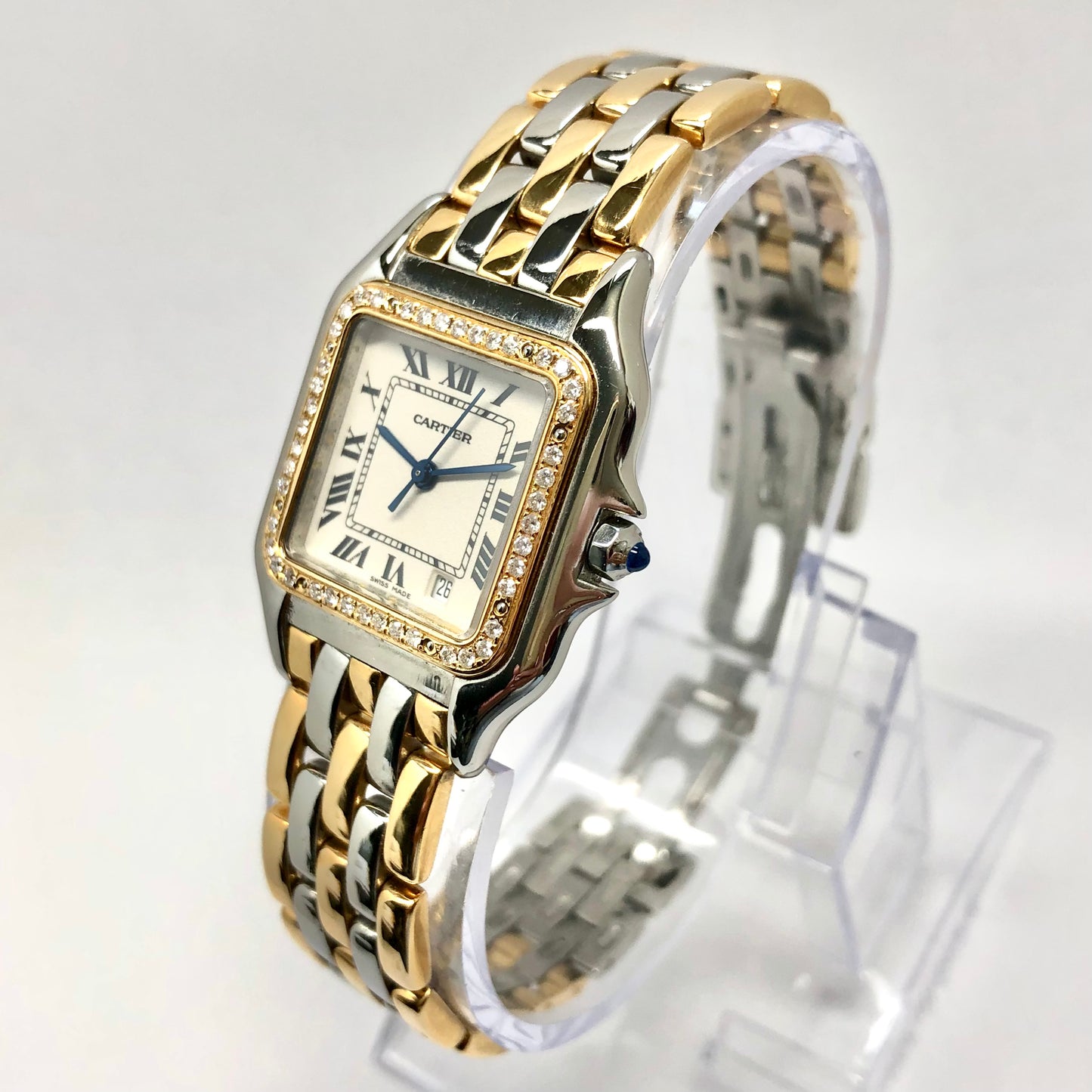CARTIER PANTHERE 27mm 3 Row Gold 0.5TCW DIAMOND Watch