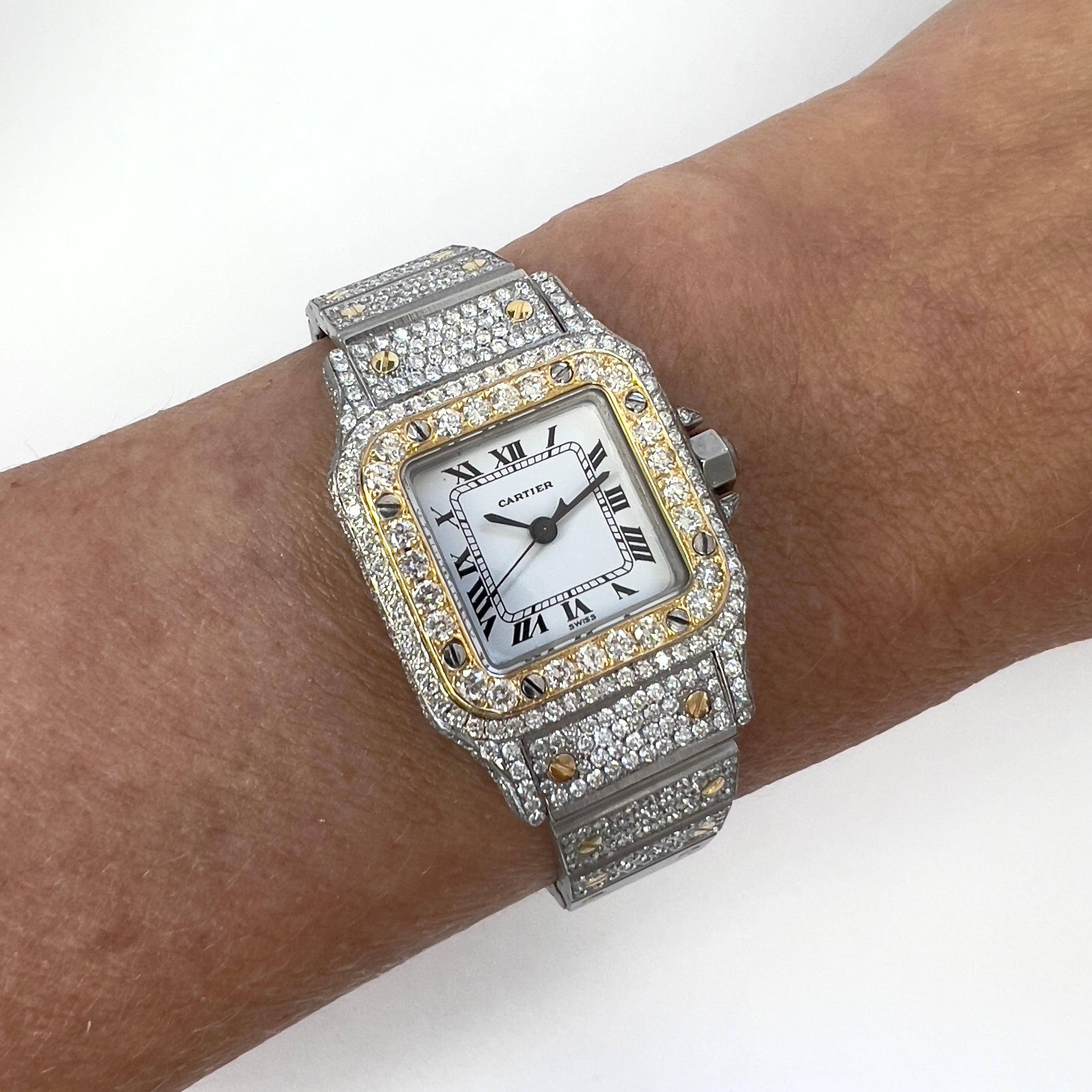 CARTIER SANTOS GALBEE 24mm Automatic 2 Tone 4.08TCW Diamond Watch