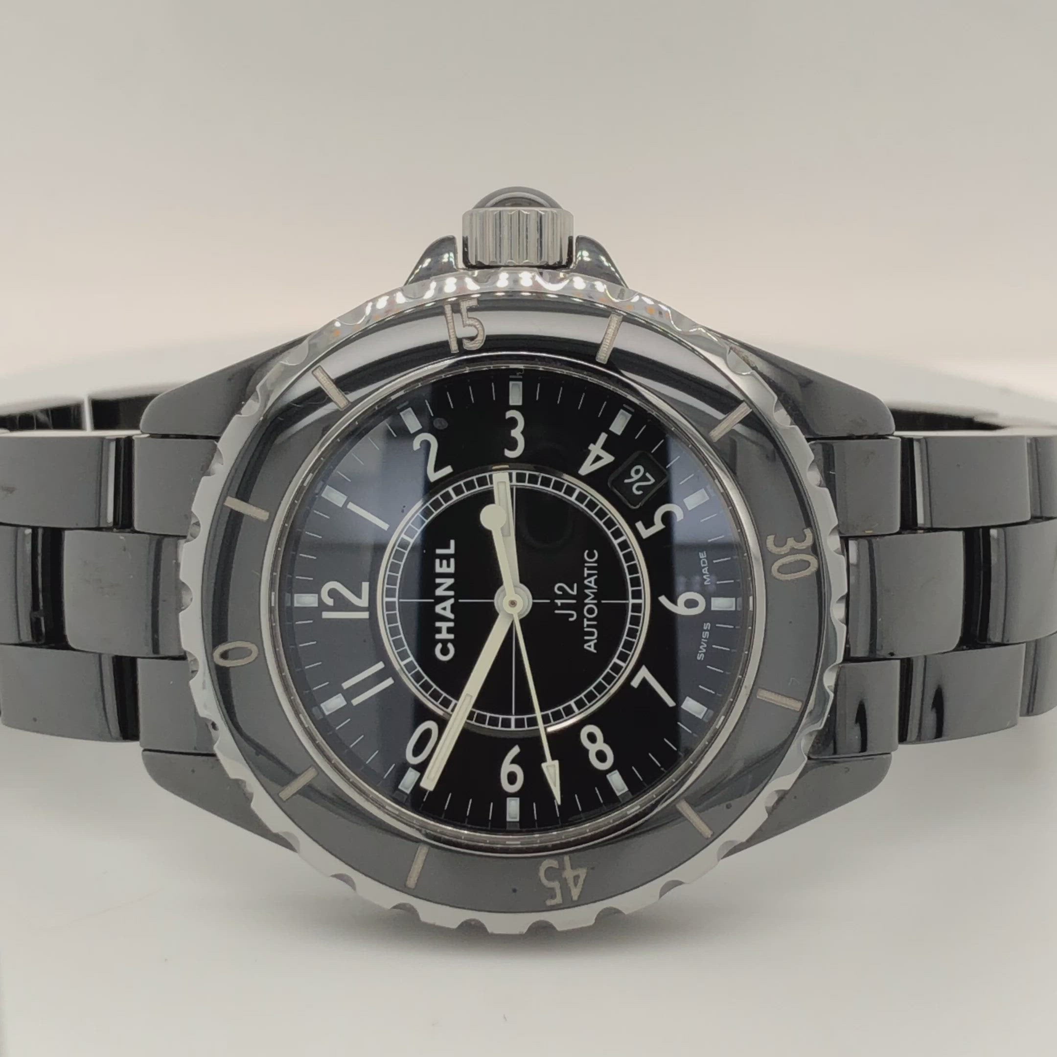 CHANEL J12 Automatic 32mm Black Ceramics & Steel Watch | NATILUXIA