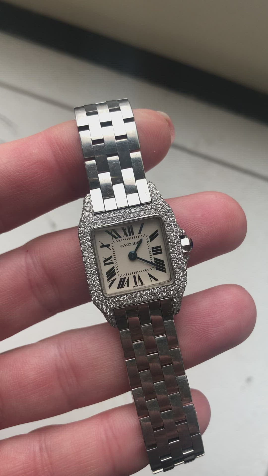 CARTIER SANTOS DEMOISELLE 2698 20mm Quartz Steel Diamond Watch