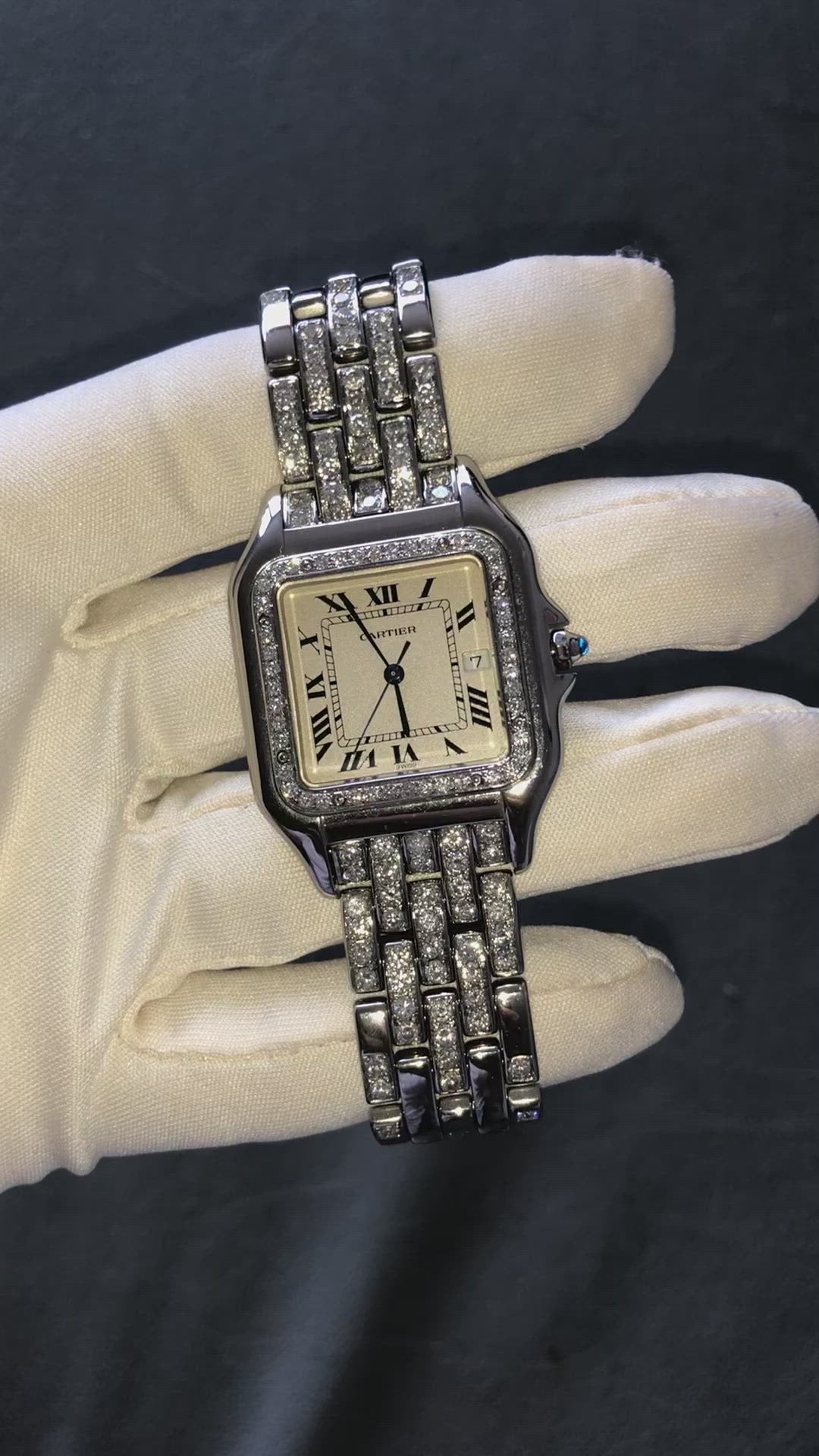 Cartier クォーツ 時計 CARTIER PANTHÉRE Quartz 29mm Steel 3.42TCW Diamond Watch | NATILUXIA