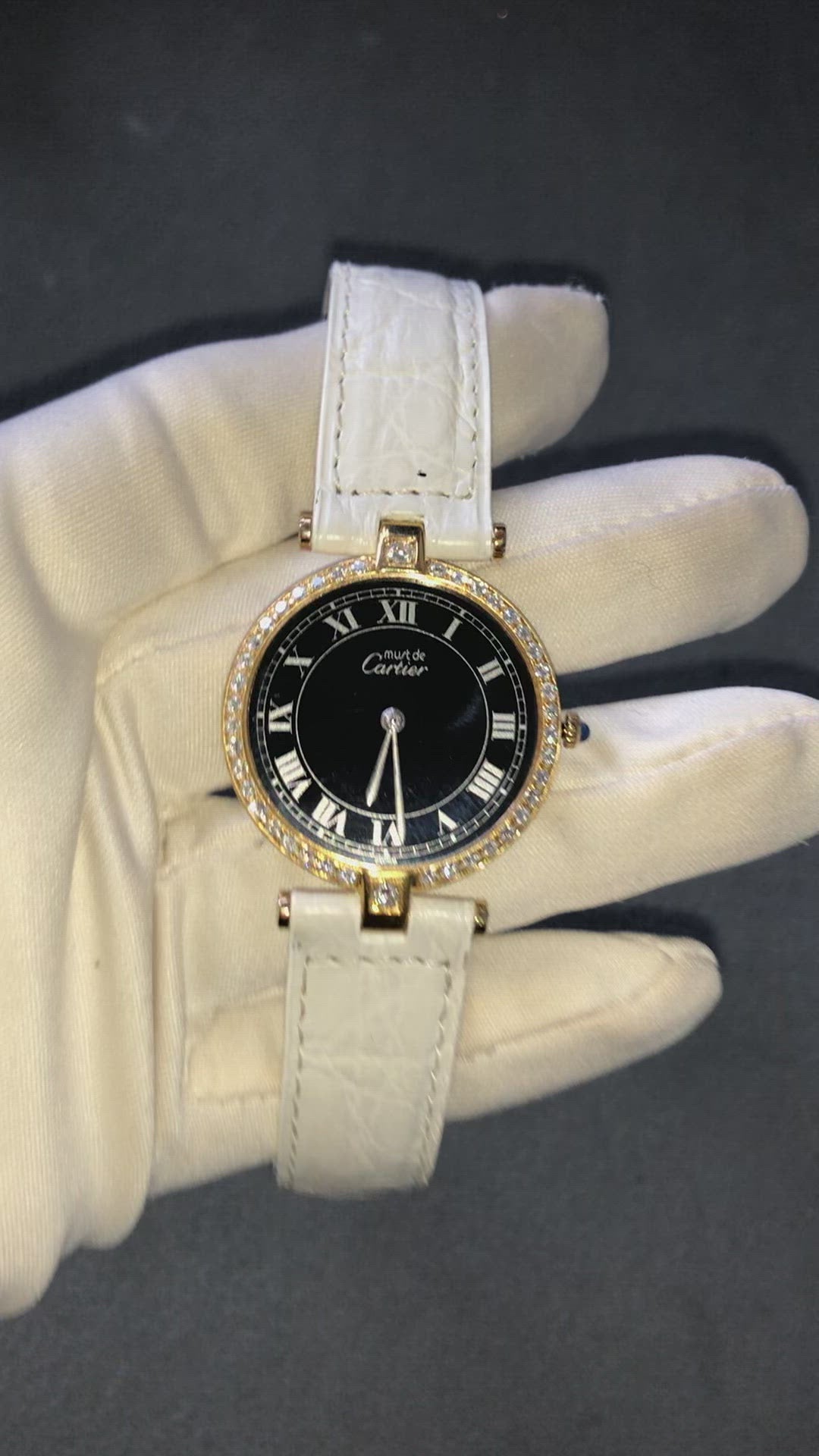 CARTIER VERMEIL Quartz 30mm GP Silver 0.78TCW Diamond Watch 